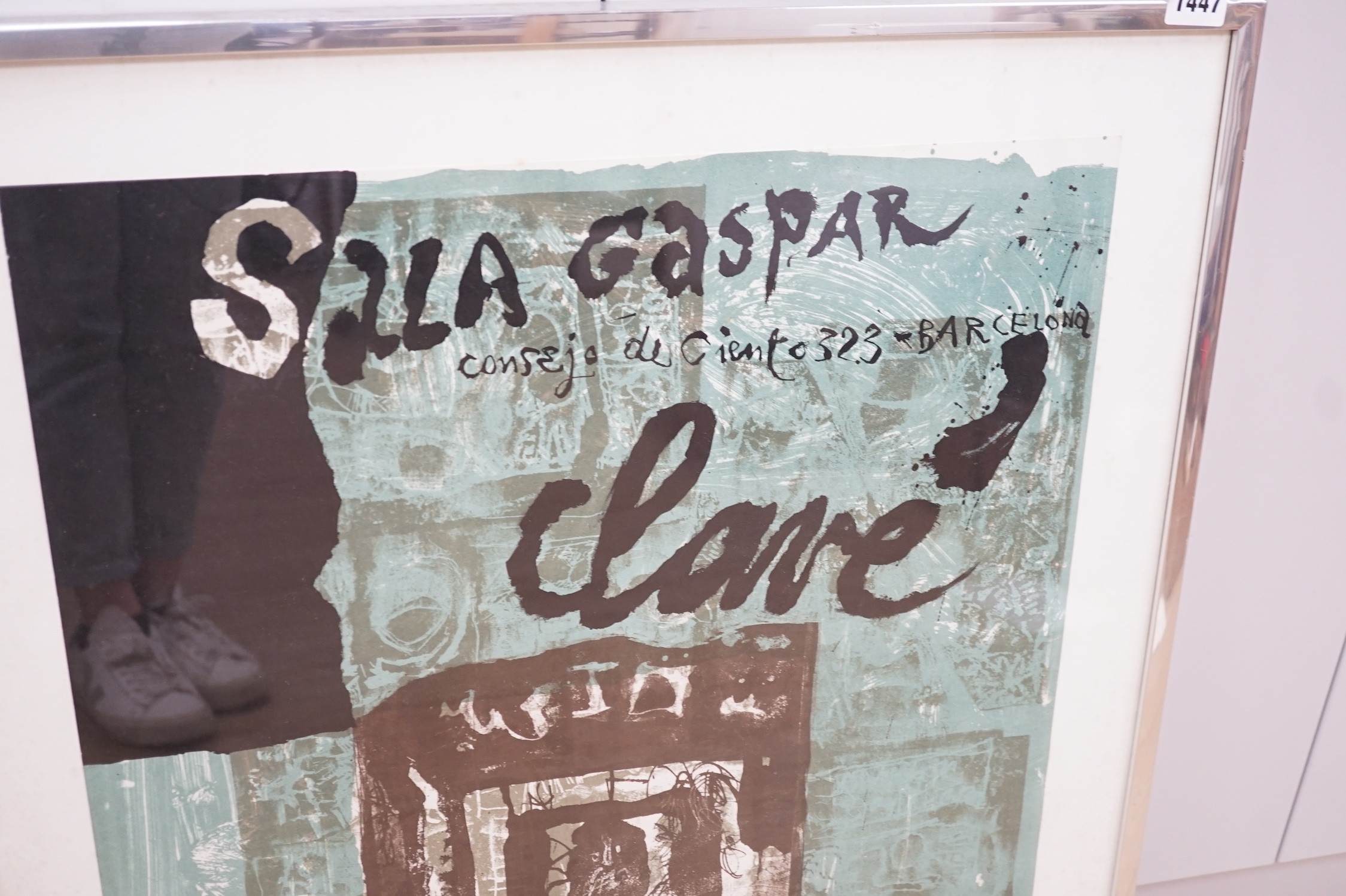 A Spanish lithograph exhibition poster; Antoni Clave 1965 from the Galerie Sala Gaspar, Barcelona. 75 x 62cm